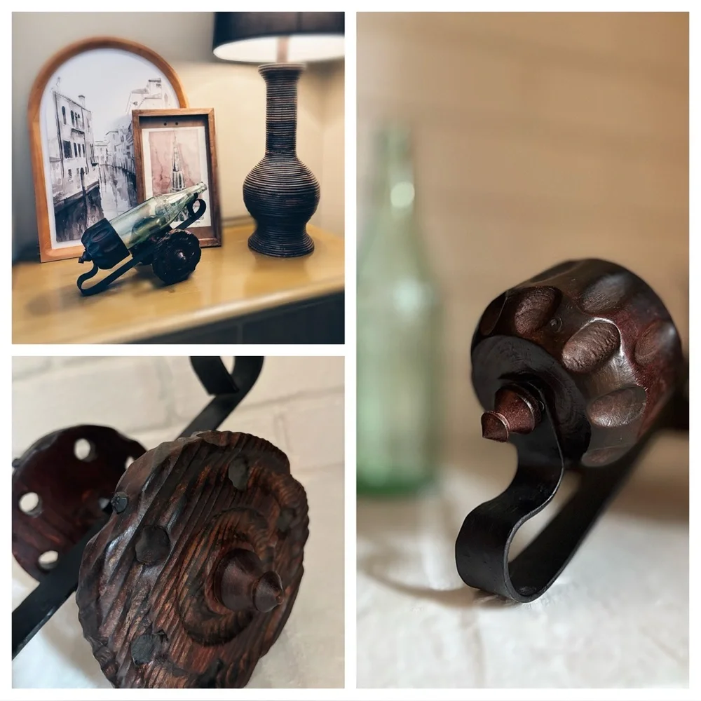 Vintage Spanish Brutalist Wine Holder & 32oz Pluto Water Bottle Set